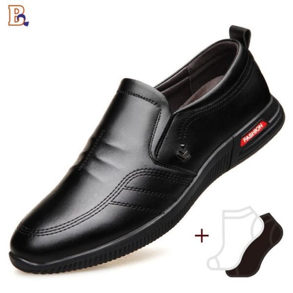 Chaussures En Cuir Pour Hommes, Chaussures Décontractées + Chaussettes (Cadeau)