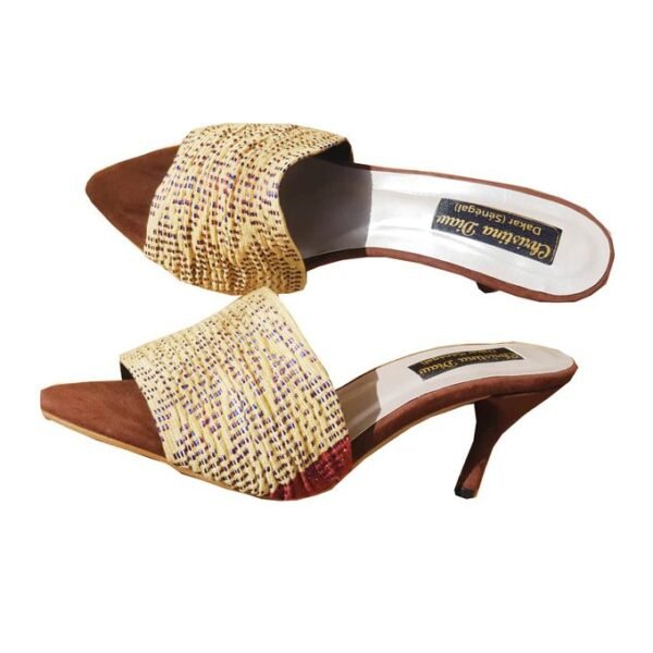 Chaussures Femme en pagne tissé - Talons Pointu - Beige