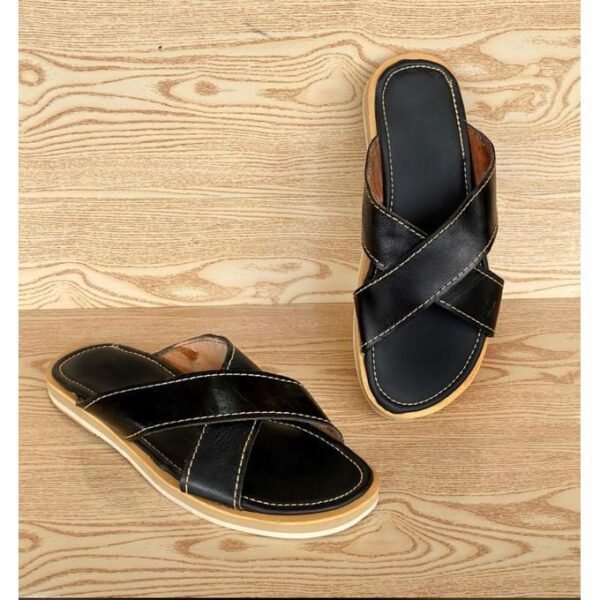 Chic Claquette En Cuir- Noire