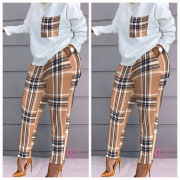 Ensemble Pantalon+haut En Manches Longues Dame Couleur Blanche/ Kaki