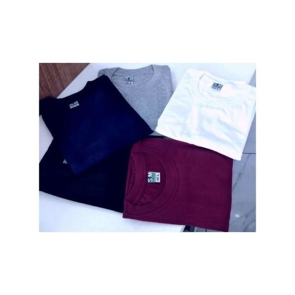 Pack de 5 T-Shirt Couleur Unique Première Qualité 100% Coton Bleu- blanc-noir-gris-rouge bordeaux