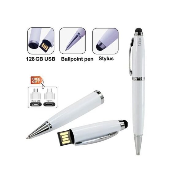 Stylo à bille USB Flash Drive 128 Go OTG + micro USB + Type C blank