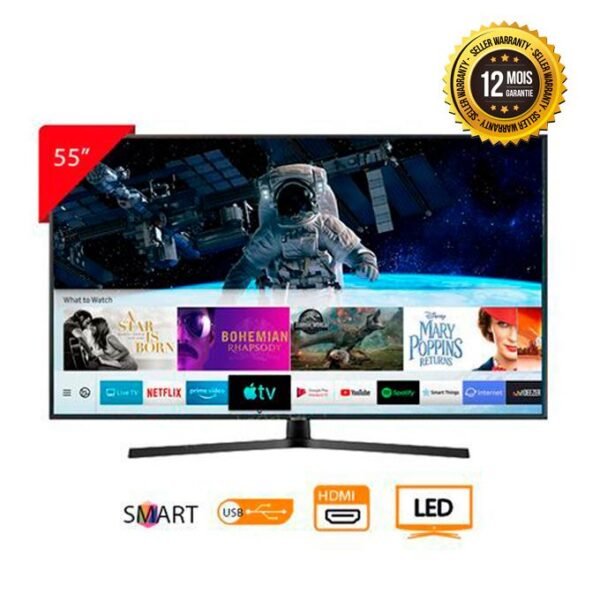 Téléviseur LED - Ecran 55" - Smart TV - L/H 121,8 x 68,5 cm - 4K Ultra HD - Noir